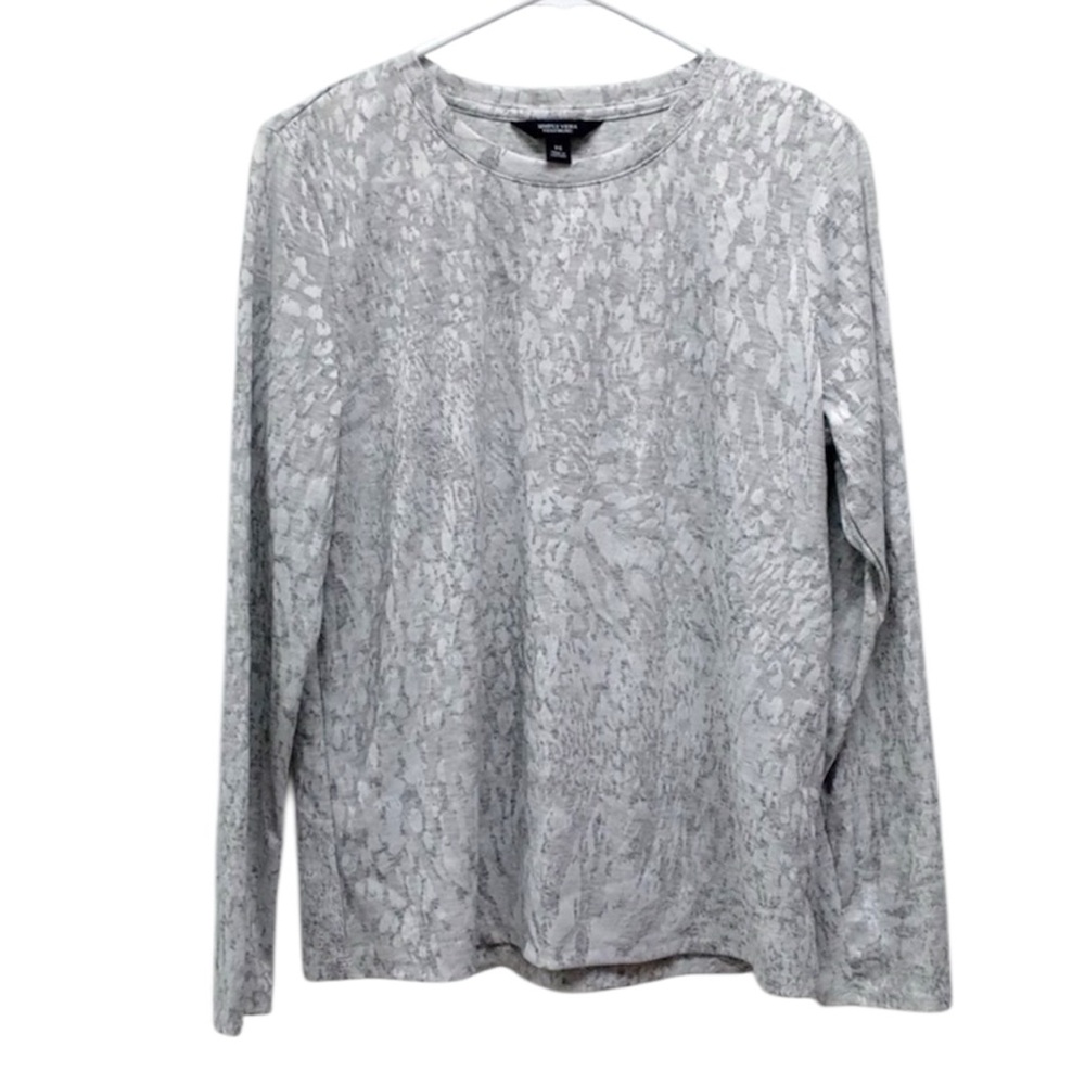 Simply Vera Vera Wang Light Gray Pullover Textured Top